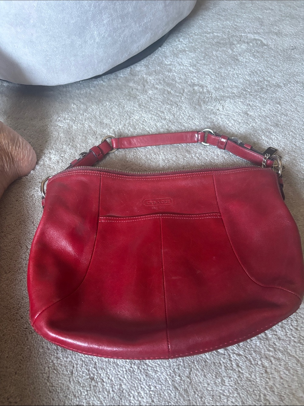 Coach Red Leather Shoulder Hobo Bag